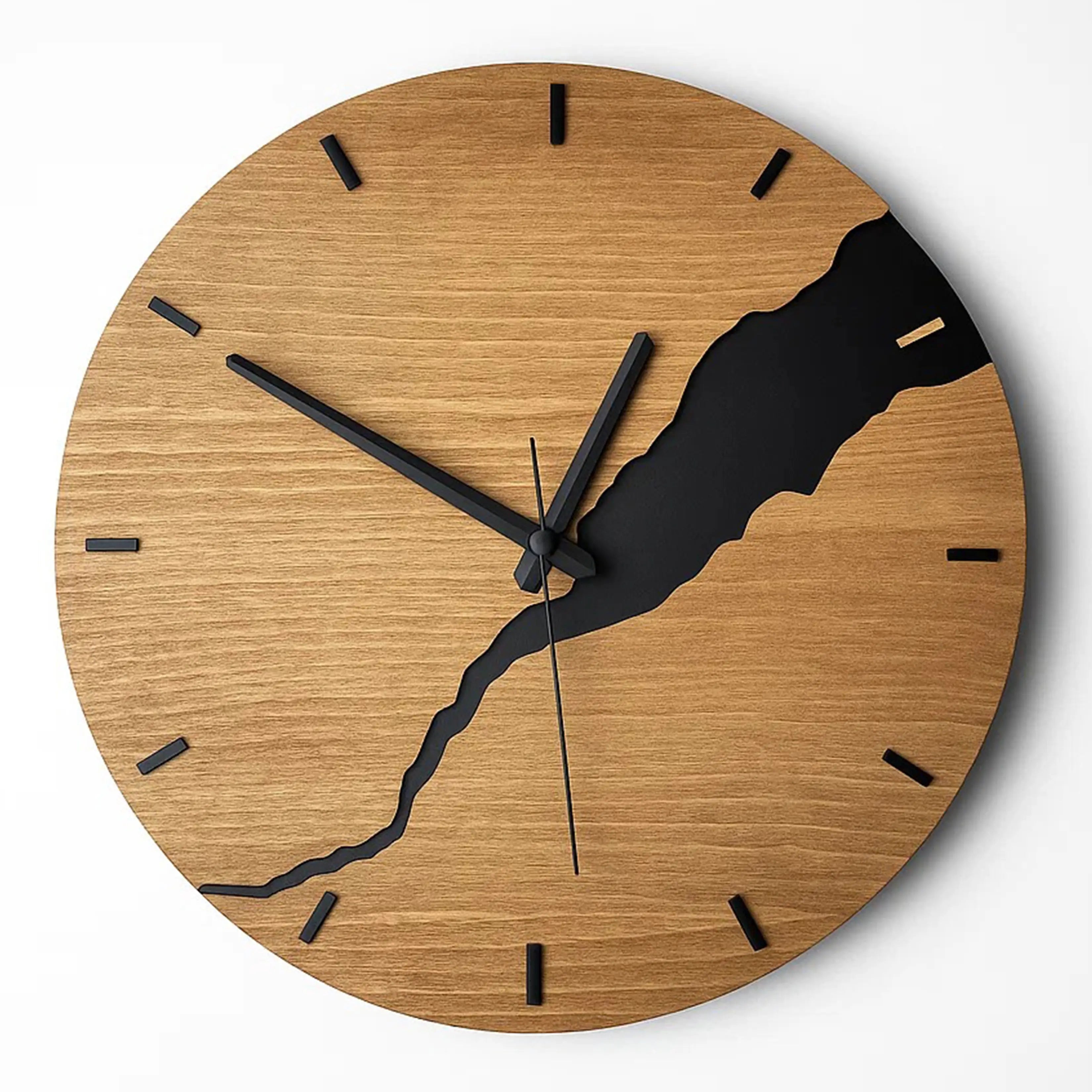 Wall Clock - Rustic Elegance with Cracked Wood Finish-Aveniqi